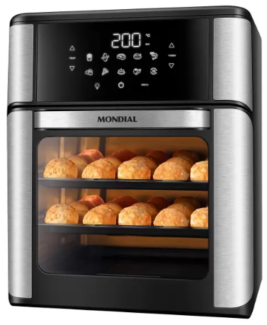 Fritadeira Elétrica sem óleo/Air Fryer Mondial - AFO-12L-BI Oven Preta 12L com Forno