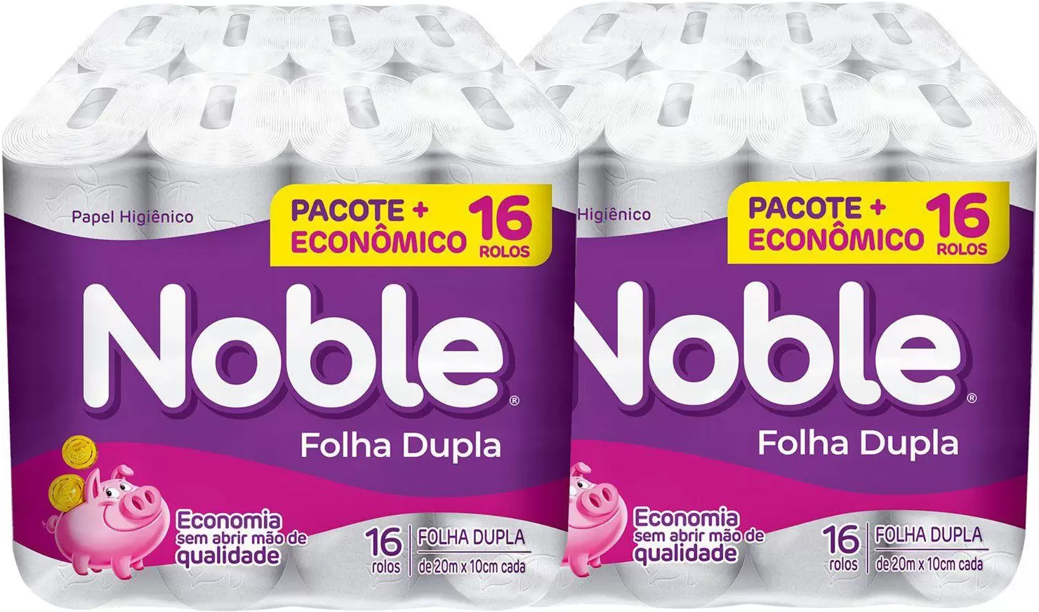 Kit Papel Higiênico Folha Dupla Noble - 2 Pacotes com 16 Unidades cada