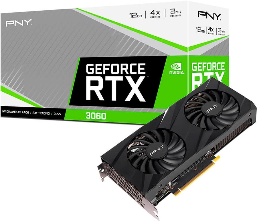 Placa de Video PNY NVIDIA Geforce RTX 3060, 12 GB GDDR6, DLSS, Ray Tracing - VCG306012DFBPB1