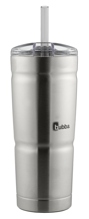 Copo de aço inoxidável térmico Bubba Envy S com canudo, 710 ml, tampa transparente