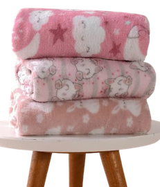 Manta Cobertor de Bebe Estampada 1,10 x 1,00m Menina e Menino Cobertinha de Berço (Estampada Menina)