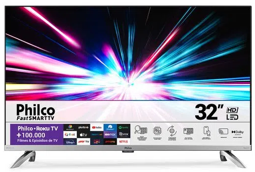 Fast Smart TV Philco 32” PTV32G7PR2CSBLH Dolby Audio Led Bivolt