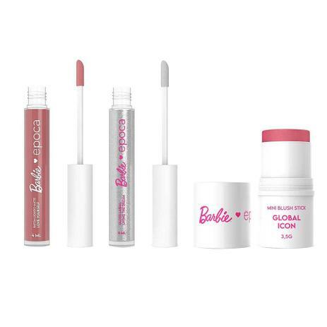 Barbie By Época KitGloss Labial + Batom Líquido + Blush em Bastão