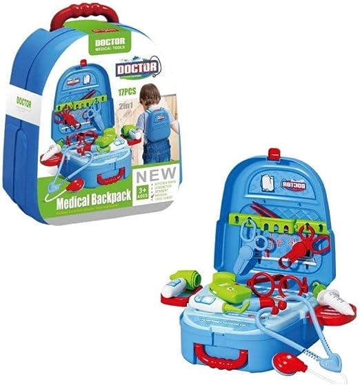 Brinquedo Mochila Kit Médico Maleta Infantil 2 em 1 Completo