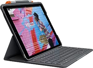 Capa com teclado Logitech Slim Folio para iPad 3ª geração com Conexão Bluetooth LE e Resistente à quedas, arranhões e respingos,920-009482