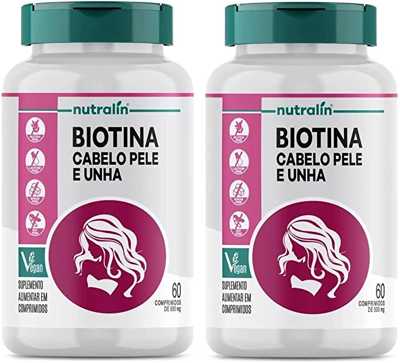 Combo 2 Biotina Fortalecimento Cabelos Unhas Pele 60 Caps Nutralin