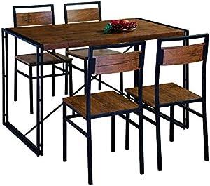 Conjunto de Mesa Wooden com 4 Cadeiras Preto e Ipê