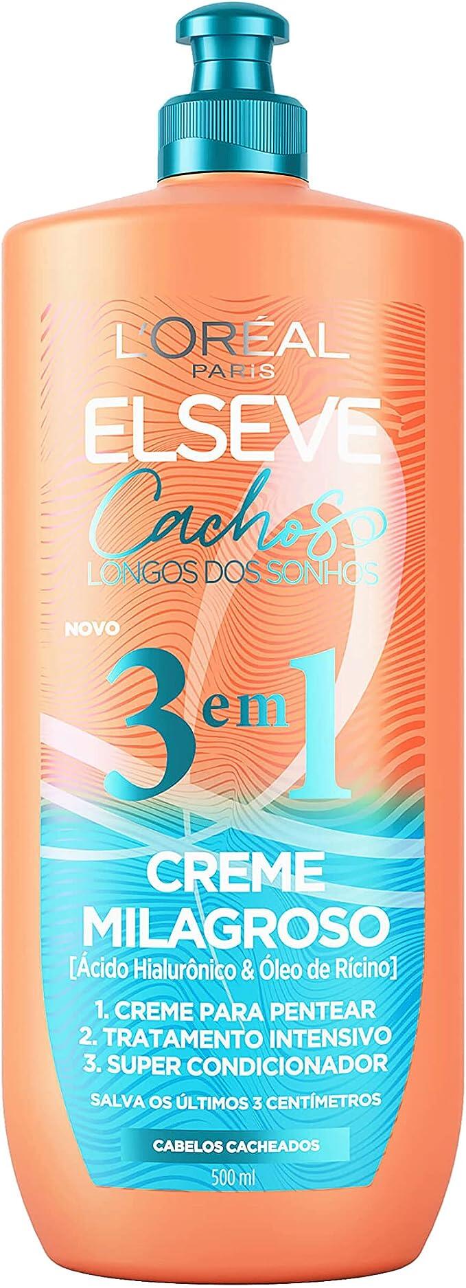 Creme Milagroso 3 em 1 L'Oréal Paris Elseve Cachos Longos dos Sonhos, 500ml