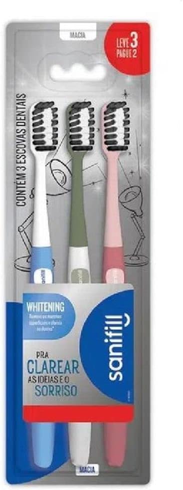 Escova de Dente Sanifill Whitening Leve 3 Pague – Cerdas Maciais – Cores Sortidas, Sanifill