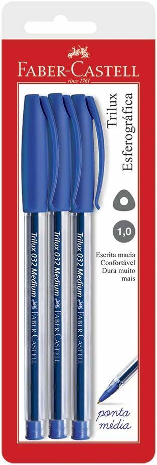 Esferográfica Trilux 032 Médium, Faber-Castell, SM/032AZ, Azul