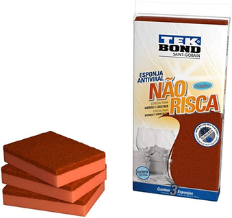 Esponja Para Limpeza Não Risca, Laranja Pack com 3, Tekbond,