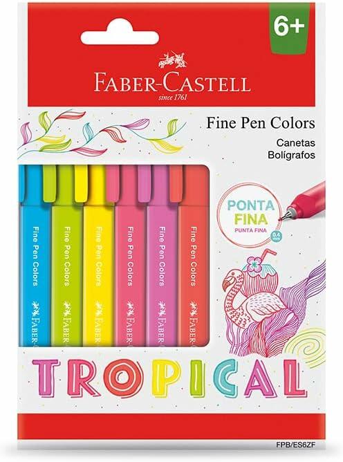 Faber-Castell Caneta Fine Pen 6 Cores Tropical