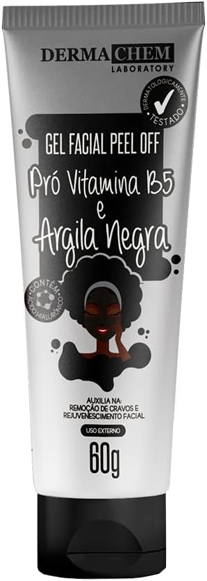 Gel Facial Peel Off Argila Negra e Pró Vitamina B5 - Dermachem, Dermachem