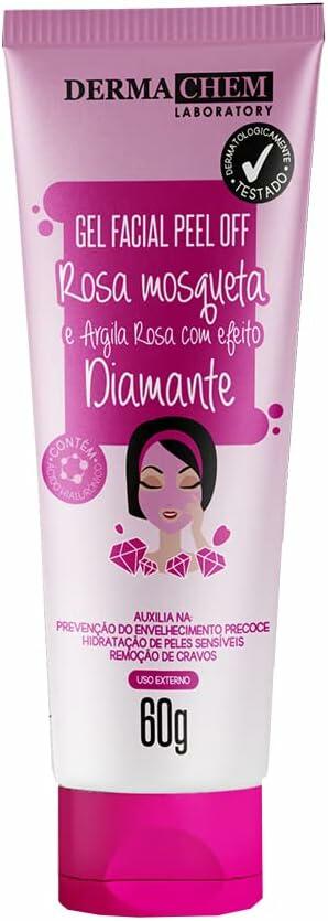 Gel Facial Peel Off Rosa Mosqueta e Argila Rosa com Efeito Diamante - Dermachem, Dermachem