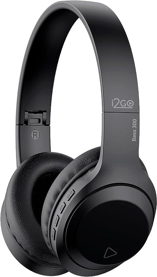 Headphone Bluetooth BASS 300 i2GO com Microfone Integrado, Controle Multimídia, Até 10h de bateria, Entrada Cartão Micro-SD, Entrada cabo auxiliar P2 (Incluso), Dobrável, Conexão Multiponto