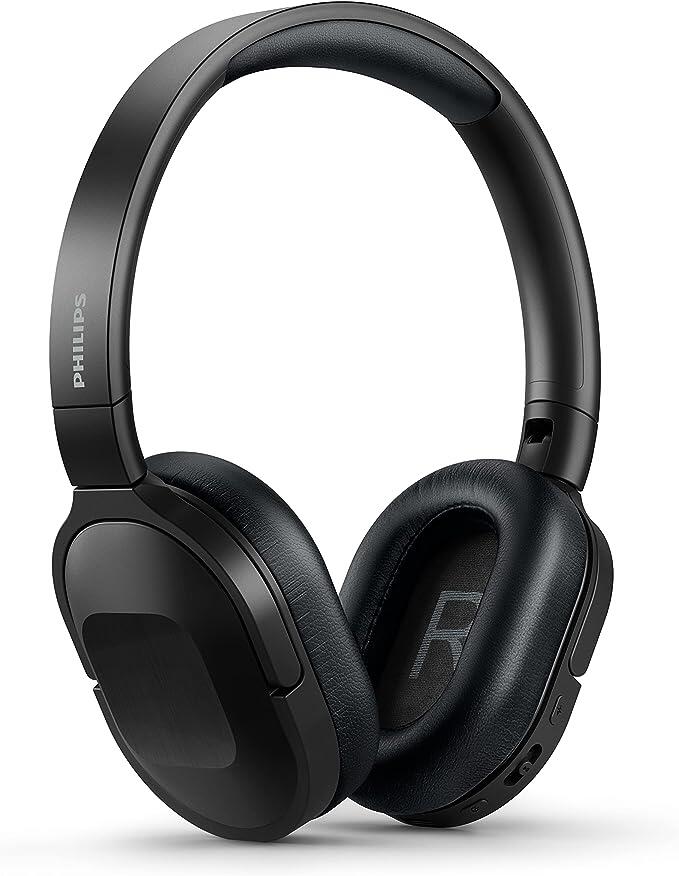 Headphone Philips bluetooth on-ear com isolamento acústico ativo noise cancelling, microfone e energia para 25 horas na cor preto TAH6506BK/00