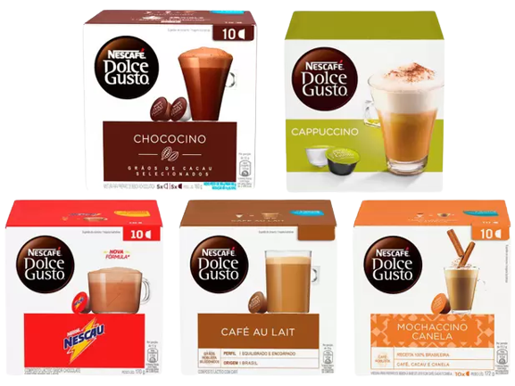 Kit Cápsula Nescafé Dolce Gusto 5 Sabores - 50 Unidades