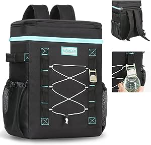 INSMEER Mochila Termica, 50 Latas Bolsa Termica Isotérmico Grande Caixa Termca Cooler Sacola Para acampamento, Mochila para Feminina Masculino Praia (Preta)