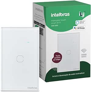 Interruptor Touch Inteligente Compatível com Alexa Com 1 Tecla EWS 1001 Branco Intelbras