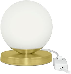 Luminária Abajur de mesa Globo Orby Dourado Base Redonda