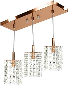 Lustre Pendente Clearcast Triplo Cristal Legitimo New Cobre