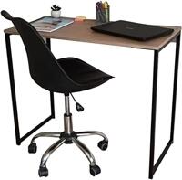 Mesa de Escritório Home Office Bancada Estudos Design Industrial 90cm de Largura Mesinha De Estudo E Apoio De Notebook Aço e Mdf Escrivaninha SD-3015 Preta Pequena