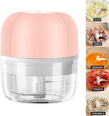 Mini Processador Alimentos alho cebola Elétrico 250ml 3 Laminas usb recarregAvel - amilly