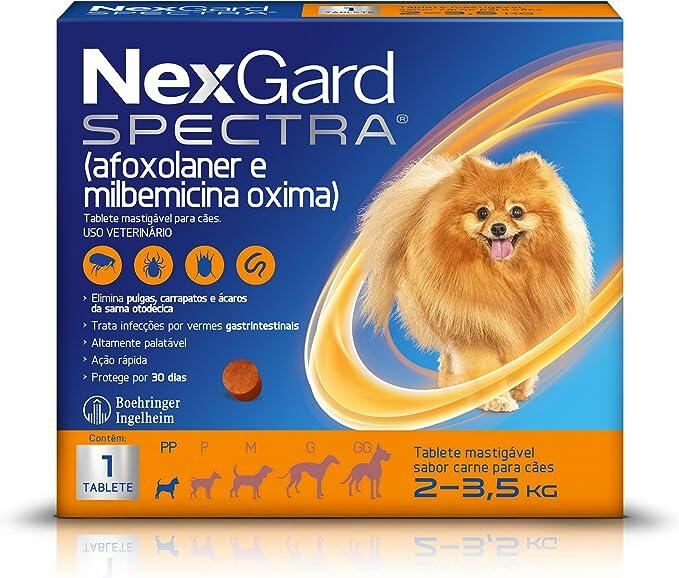 NexGard Spectra Antipulgas e Carrapatos e Vermífugo para Cães de 2 a 3,5kg