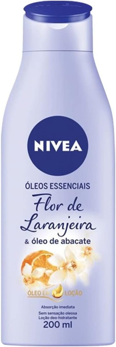 NIVEA Loção Hidratante Óleos Essenciais Flor de Laranjeira & Óleo de Abacate 200ml - Loção Hidratante que recupera a maciez e o brilho da pele, com Óleo de Abacate, rico em nutrientes, sem oleosidade