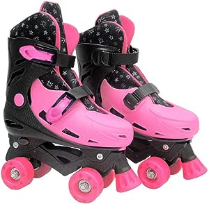 Patins Roller Ajustavel Pink e Preto Glitter G 37-40, DM Radical