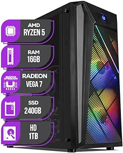 PC Gamer Mancer, AMD Ryzen 5 4600G, 16GB DDR4, SSD 240GB, HD 1TB, Fonte 500W 80 Plus