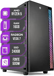 PC GAMER MANCER AMD RYZEN 5 4600G, Vega 7, 16GB DDR4, SSD 240GB, Fonte 500W 80 Plus