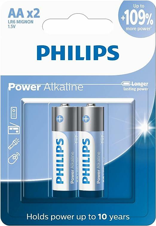 PHILIPS Pilha alcalina AA 1.5V C/02, Azul, branco e prata, LR6P2B/59