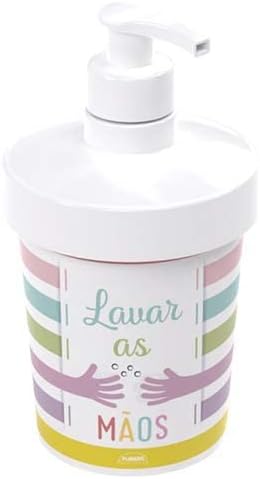 Porta Sabonete Líquido Mármore, Plasútil, Branco, 360 ml