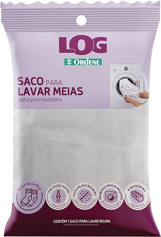 Saco para Lavar Meias, Contém 1 Unidade, Cor Branca, Linha Log, Ordene.