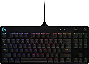 Teclado Mecânico Gamer Logitech G PRO com Layout US, RGB LIGHTSYNC, Design TKL, Cabo Destacável e Switch Exclusivo GX Blue Clicky