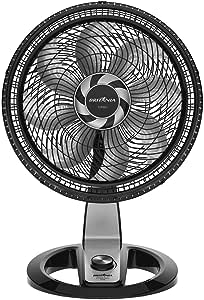 Ventilador Britânia BVT480, Preto/Prata, 127v, 3 velocidades, 47cm, Hélice 8 pás, Classificação energética A, Super silencioso, Potência 160W