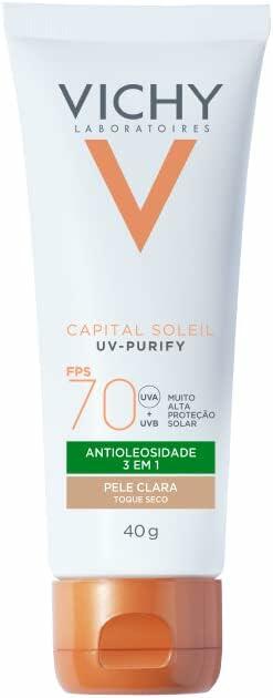 Vichy, Capital Soleil UV-Purify; Protetor Sola Facial Com Cor e Ação Antioleosidade E Ação Purificante FPS70; 40G