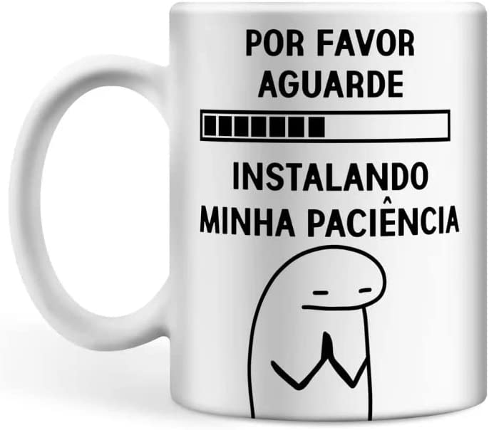 Caneca Porcelana Por Favor Aguarde Instalando Minha Paciência Meme 300ml