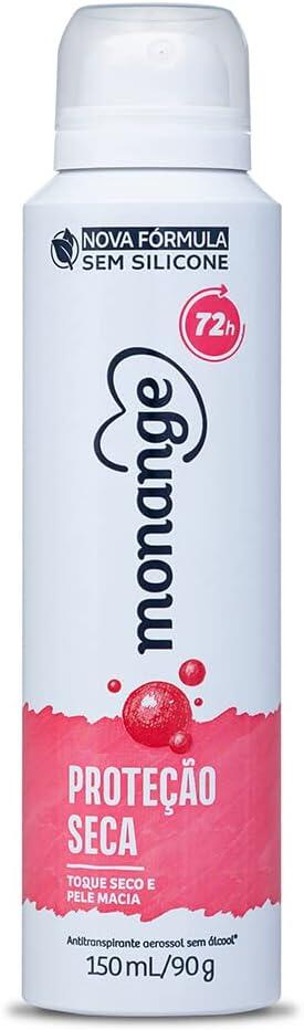 Desodorante Aerossol Antitranspirante Monange Feminino Proteção Seca, Monange 150ml