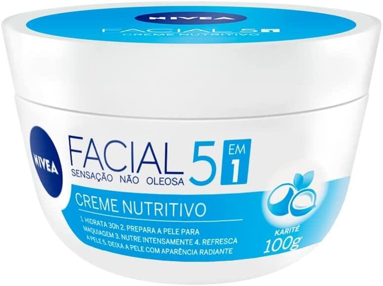 NIVEA Creme Facial Nutritivo 100g - Sua fórmula à base de água, Karité e Vitaminas hidrata por 24h sem deixar a pele oleosa, além de ser um ótimo primer