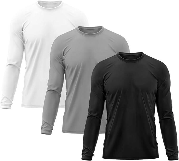 Kit 3 Camisetas Masculina Térmica Proteção Solar UV 50+ Praia Treino Academia Tshirt Praia Esporte Dry Fit Manga Longa