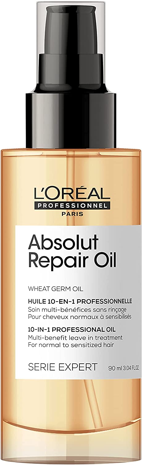 L'Oréal Professionnel Óleo 10 em 1 Absolut Repair | Multi-benefícios para cabelos secos e danificados | Repara e Promove Brilho | Com Gold Quinoa e Proteínas | 90ml