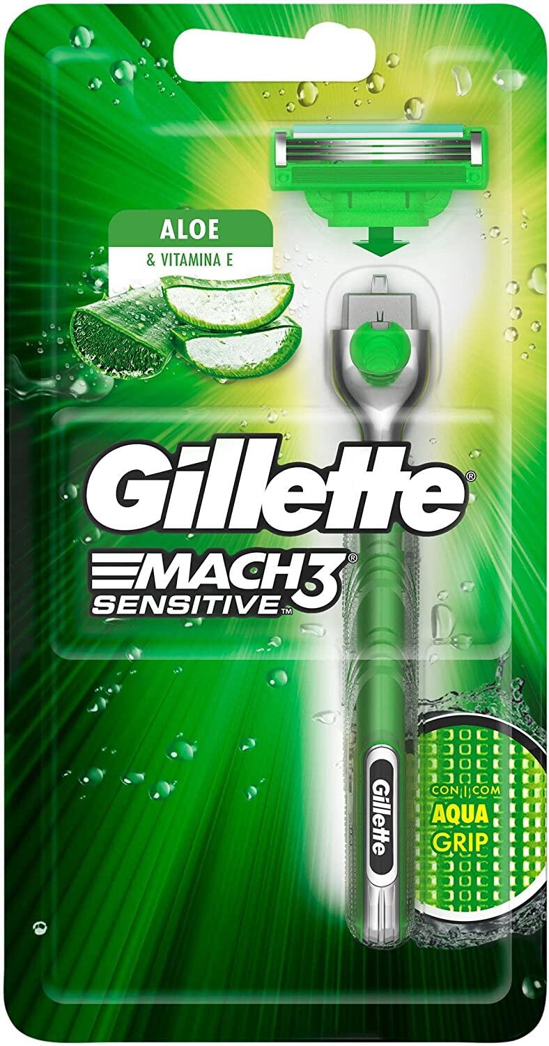 Aparelho de Barbear Gillette Mach3 Acqua-Grip Sensitive