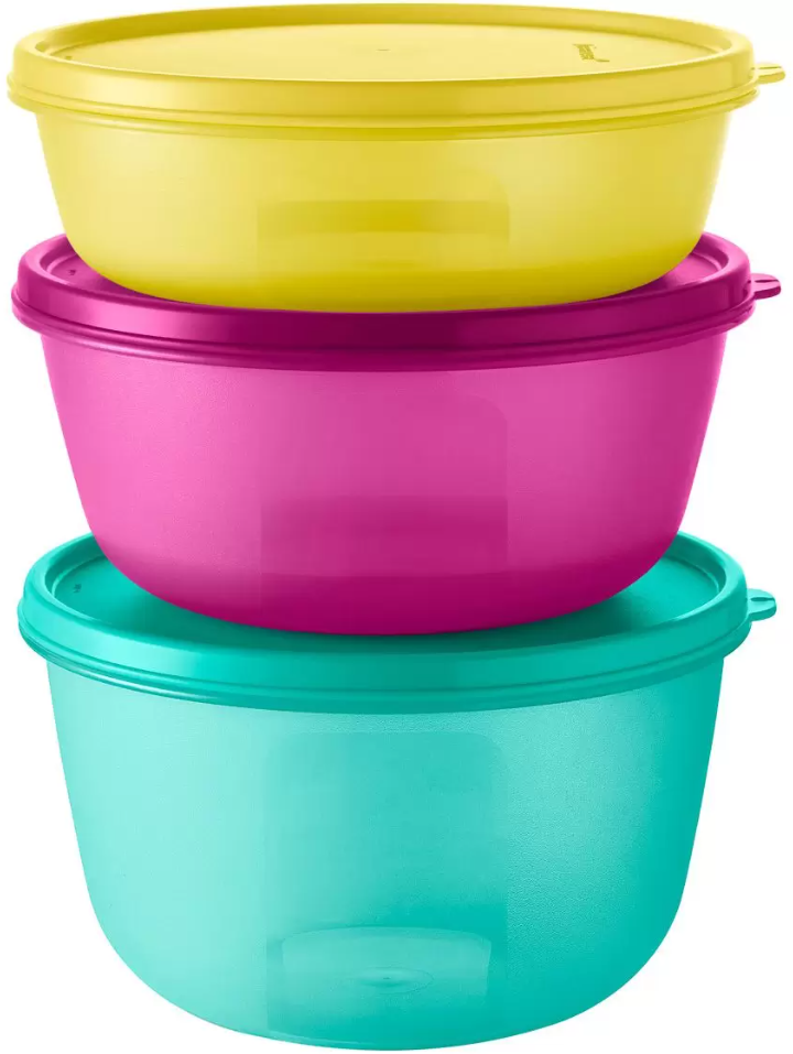 Conjunto de Tigelas de Plástico 3 Peças - Tupperware Visual Colors