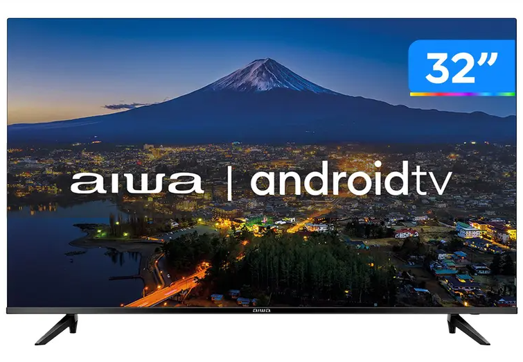 Smart TV 32” HD D-LED AIWA IPS Wi-Fi Bluetooth - Google Assistente 2 HDMI 2 USB
