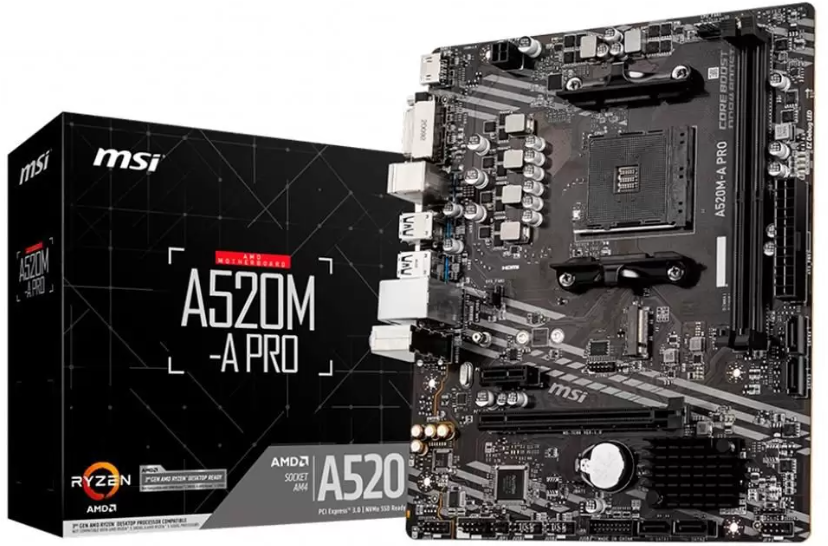 Placa Mãe MSI A520M-A PRO, AMD AM4, mATX, DDR4