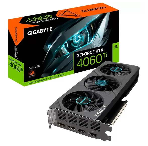 Placa de Vídeo RTX 4060 Ti Eagle Gigabyte NVIDIA GeForce, 8 GB GDDR6, DLSS, Ray Tracing - GV-N406TEAGLE-8GD G10