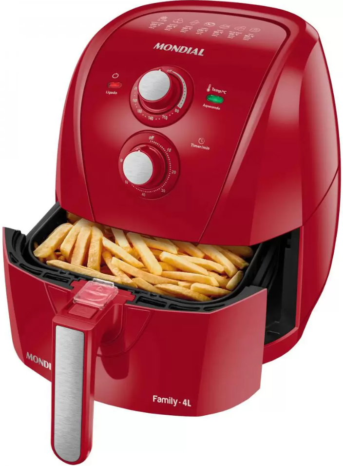 Fritadeira Elétrica sem Óleo/Air Fryer Mondial - AFN40FR Vermelha 4L com Timer