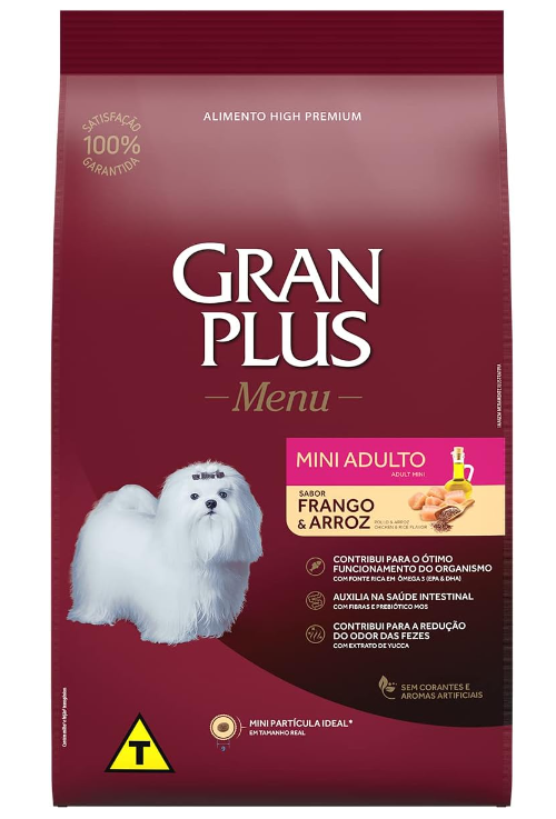 Ração GranPlus Menu Cães Adultos Mini Frango e Arroz 10,1kg